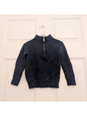 Kids Quince Navy Blue 100% Cashmere Quarter-Zip Sweater 3T Preppy Quiet Luxury